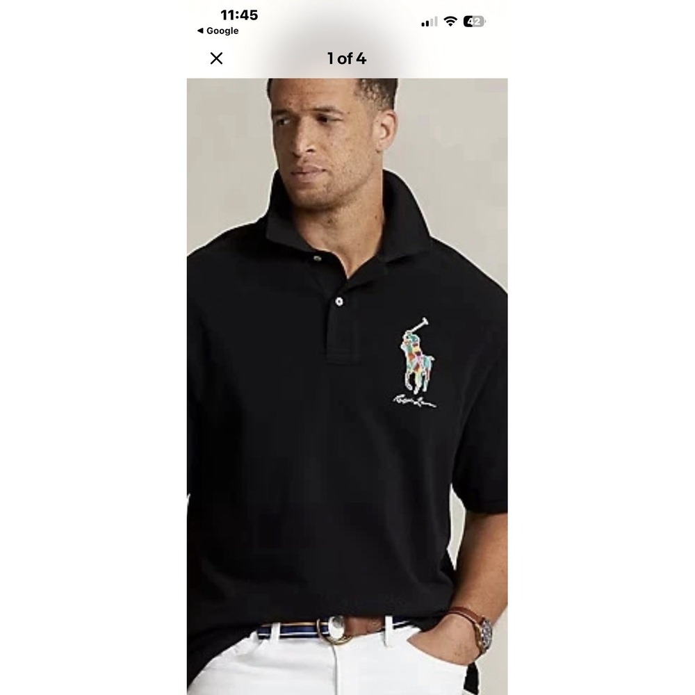 Mens POLO Ralph Lauren Big & Tall Multicolor Big Pony S/S Shirt Mesh Black 2XB